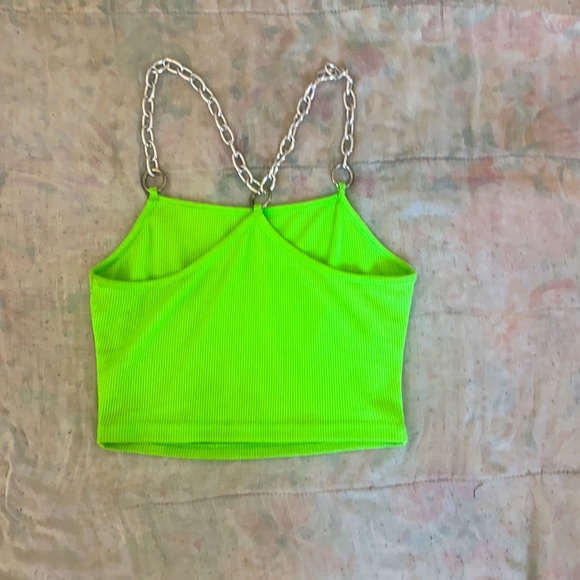 Medium Neon green crop tank with chain straps - Picture 2 of 3